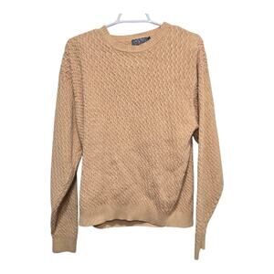 Talbots Men Orange Cable Knit Sweater Size L Cotton Crewneck